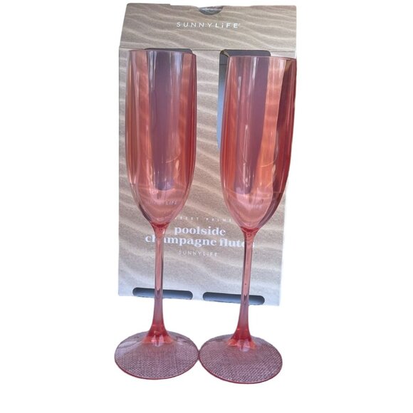 Sunnylife Desert Palms Poolside Champagne Flutes 2-Pack - Picture 2 of 7